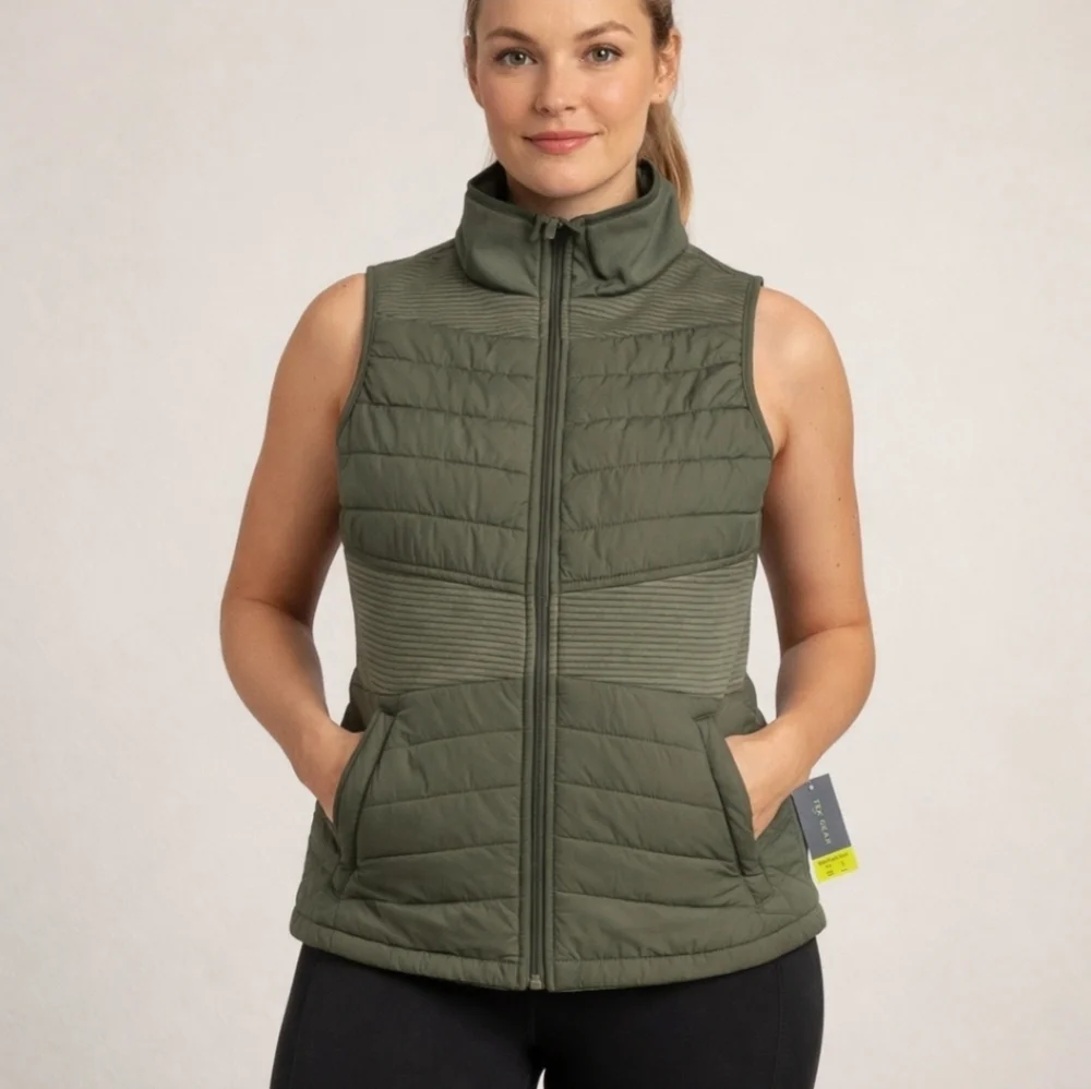 Tek Gear Workout Gear Quilted Vest Green Size Small NWT!
